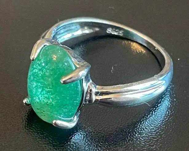 Green jade stone ring size 9