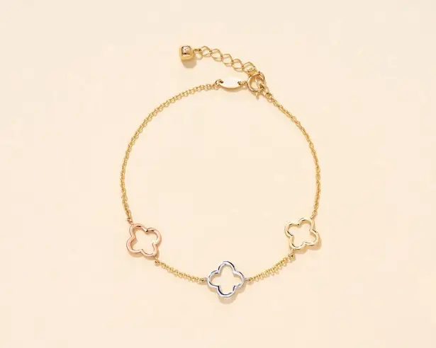 Tehrani Jewelry 14K real gold Clover Chain bracelet