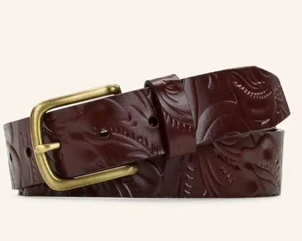 Patricia Nash NWT Womens Florence Brown Leather Vietri Belt Embossed Small