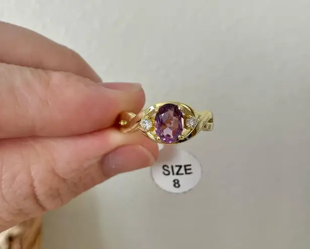 Boutique NWT Gold Amethyst Oval Cut Ring “Brigitta” Light Purple Promise Engagement Jewelry