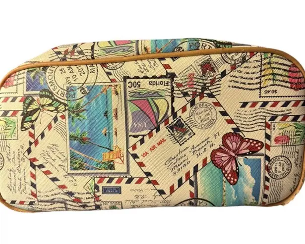 kim rogers Postcard Stamp Print Satchel Bag Medium Size Butterfly Purse Handbag