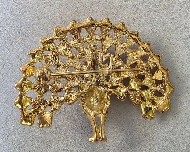 Vintage Gold Multicolor Peacock Broooch Pin