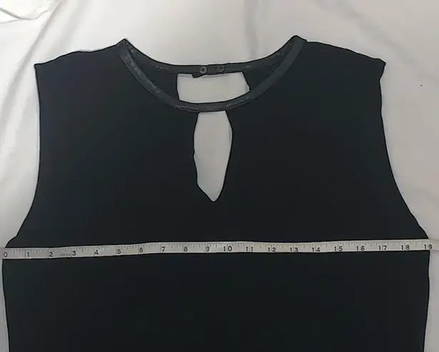 FATE. Black Faux Leather Trim Cut Out Keyhole Mini Dress Large Cocktail Party Sexy