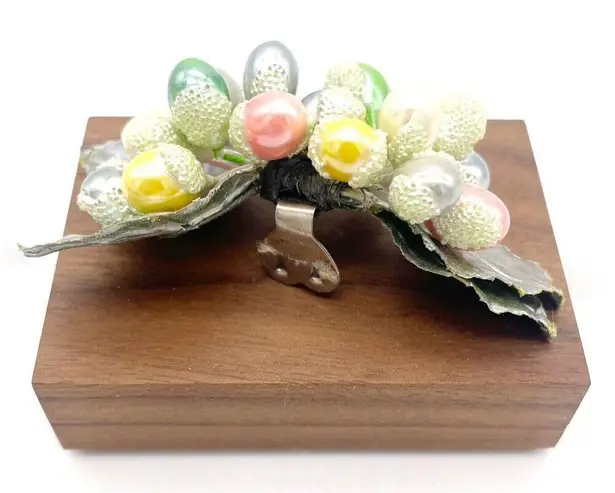 Vintage Shoe Clips Buckles Pastel Faux Pearl Frosted Floral Spray 1940s 1950s Pink