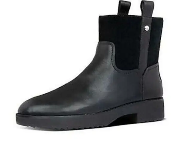 FitFlop Signey Mixte Ankle Boots Women's 9 Black Leather Round Toe Bootie S42