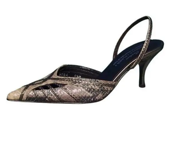 Donald Pliner Sand Black Hand Paint Leather Shoe Pointy Toe Sling Back NWT $265 Size 5.5