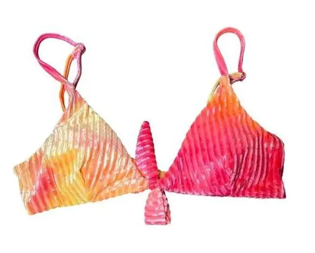 Daisy NWT Dippin 's Revibe Velour Ribbed Tie Dye Bikini Top Pink Orange Yellow S