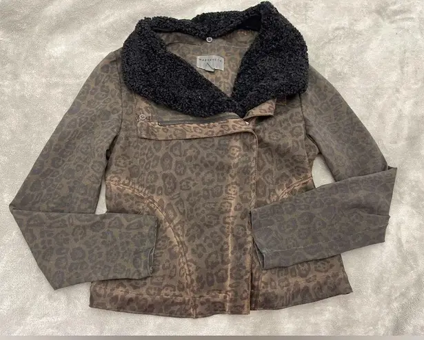 🐸Anthropologie MARRAKECH x Jacket Marni Leopard Moto Animal Print Zip, Small Brown