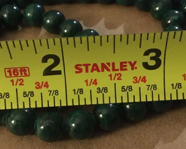 Vintage Genuine Green Malachite Long Strand Beaded Necklace