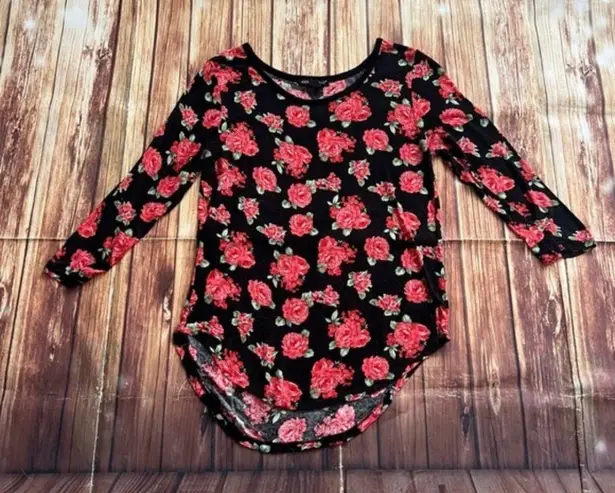 American Dream Womens Long Sleeve Floral Top Tunic Tee Size Small