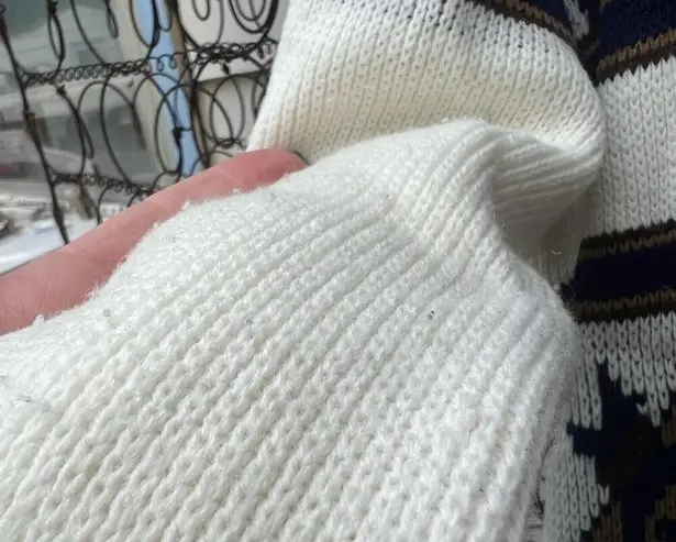 70s Starsky and Hutch Tribal Southwestern Aztec print Cowl Neck Cardigan Sweater Brown Size L