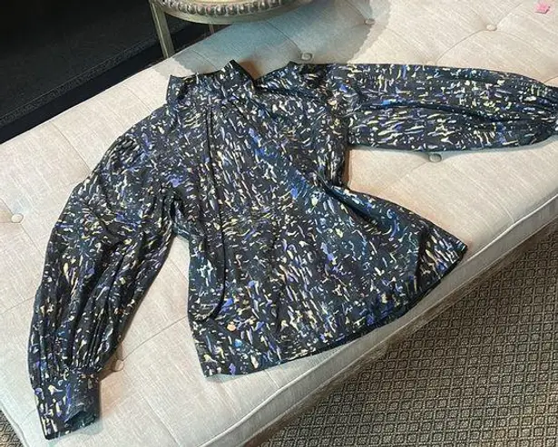 Hunter Bell New York Pleated Mock-neck Blouse Size Small