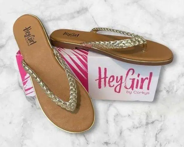 * Stylish HeyGirl Braided Flip Flops by Corkys Women's Size 9 Summer Brown