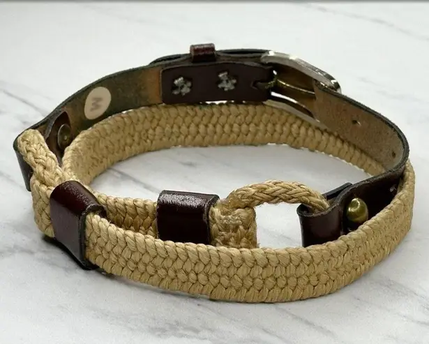 Vintage Womens Brown Leather Rope Stretch Belt Medium (M) ✨