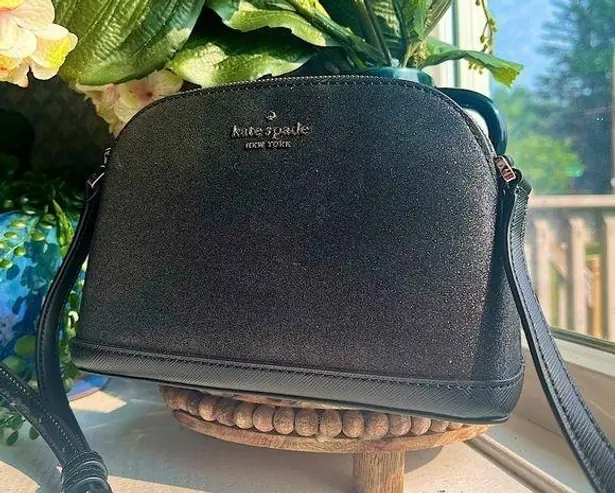 Kate Spade  glitter crossbody bag in black with leather strap​​​​​​​