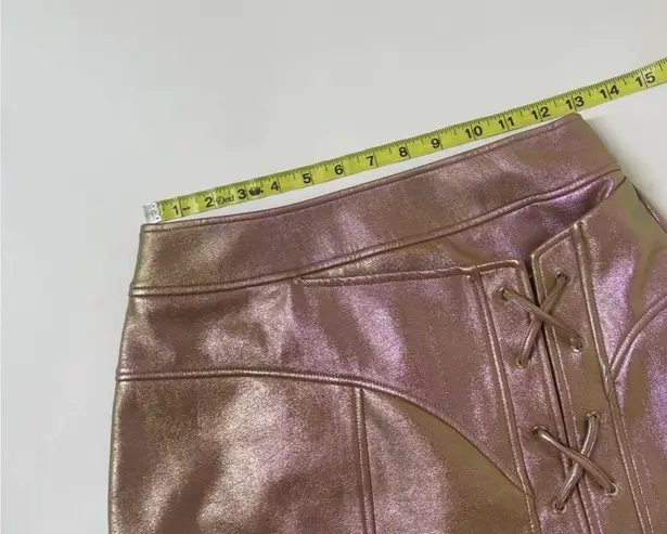 Nicholas Sofie Metallic Rose Wrap Style Lace Up Mini Skirt Size 4