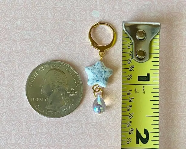 Handmade quality unique vintage rare Czech glass beads style dangle earrings🩵