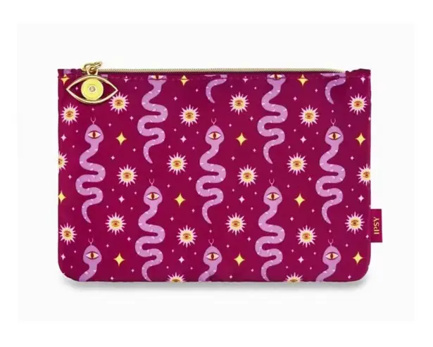 Brand New Ipsy HTF Magic Snakes Evil Eye Halloween Makeup Bag Pink