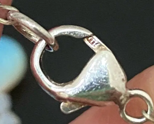 Opalite Teardrop Top Drilled Beaded 18” Necklace W/ Sterling Silver Clasp 32g. White