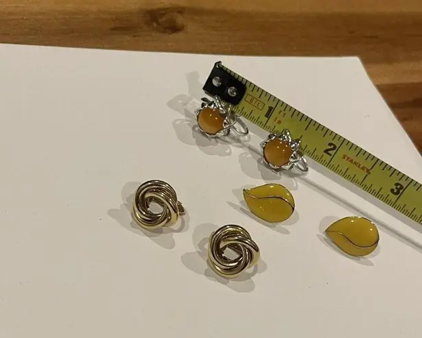 Lot Of 3 Small Clip On / Screw On Style Earrings