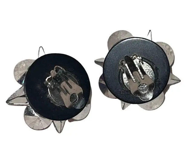 Vintage 1940s Colorful Starburst Clip On Ballroom Earrings Blue