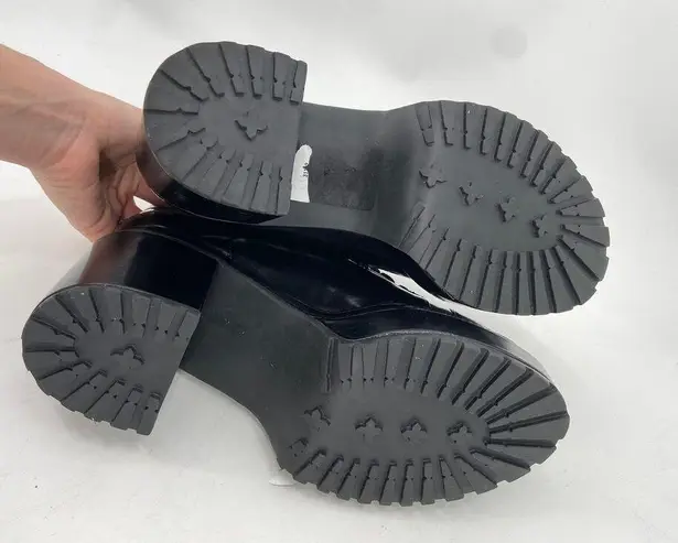 Cult Gaia Bratz Black Leather Platform Lug Block Heel Lace Up Boots Size 40