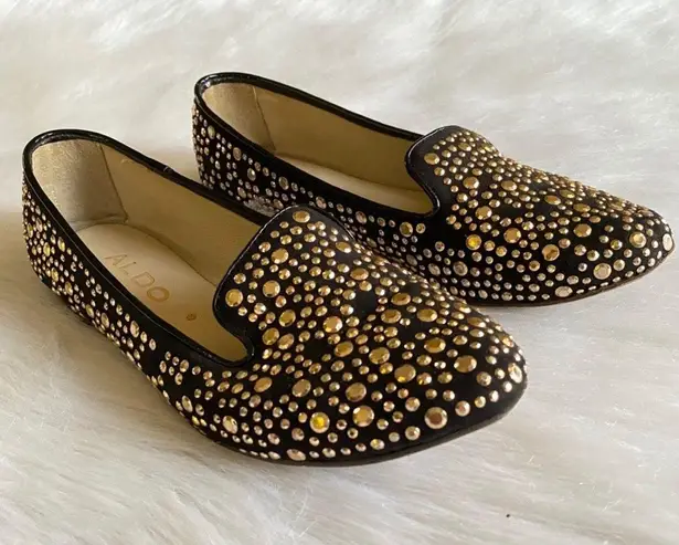 ALDO Black & Gold Studded Flats