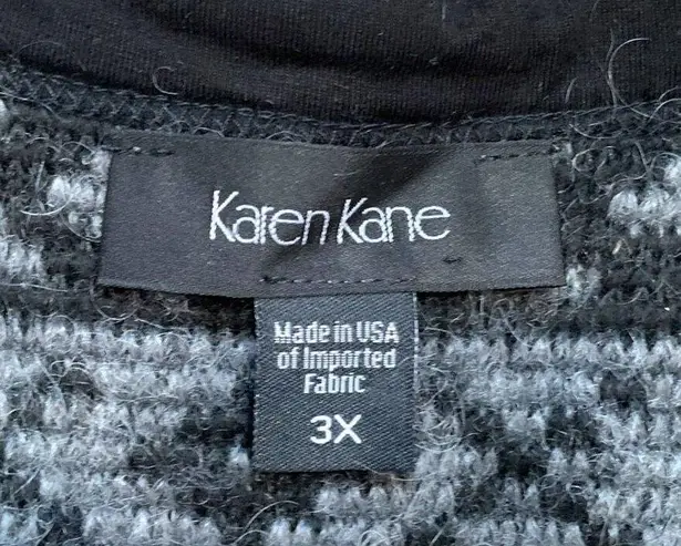 Karen Kane Black White Geometric Knit Waterfall Open Front Neutral Vest Plus 3X