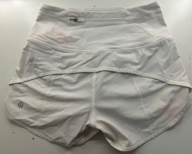 Lululemon White Speed UPS 4 Inch High Waisted