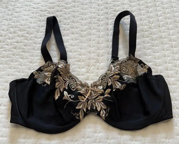 Soma 40C Underwire Bra Black Champagne Gold Embroidery Lace Unlined Size undefined