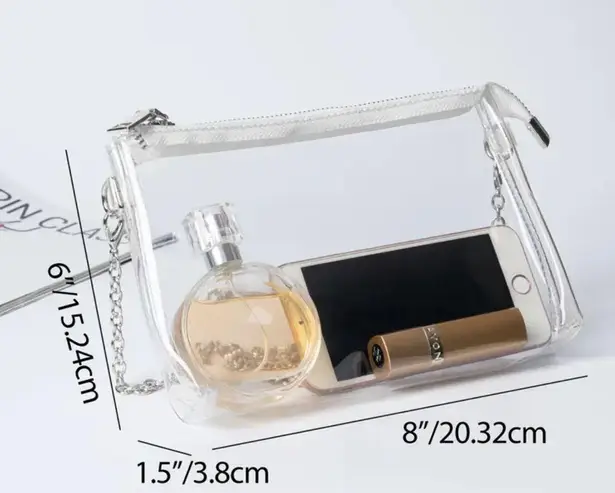 University of Kentucky Clear Stadium Purse Bag with Rhinestone Logo Bead Strap Blue