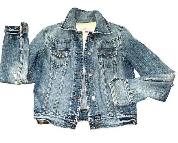 MOSSIMO denim jean jacket small distressed