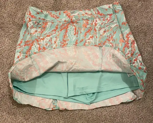 Lady Hagen  golf Skort w/ attached shorts, mint green orange print, women’s sz 10