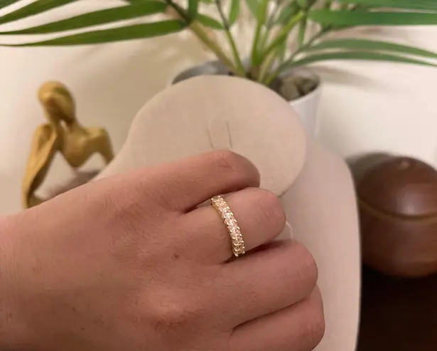 Sterling Silver SIZE 7 18kt Gold Plated 925 Stackable Dazzling Pink Cubic Zirconia Ring