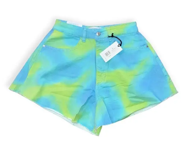 We Wore What Womens blue tie-dyed flare bell shorts