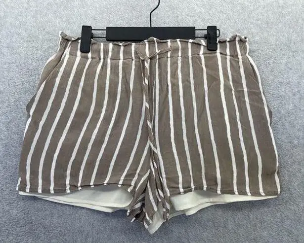 BCBGMAXAZRIA BCBG Women's Shorts Striped Brown Size Medium Lined Drawstring