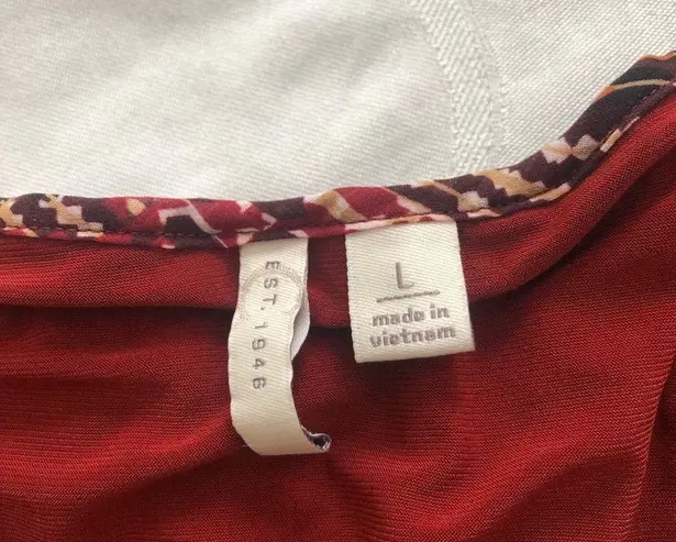 C EST 1946 Faux Tank Top With Winged Overlay Brown Geometric Print L Green Size L