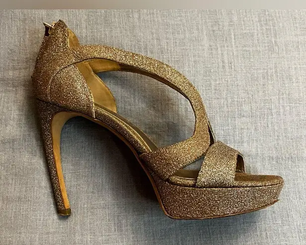 Alexander McQueen Gold Glitter heels