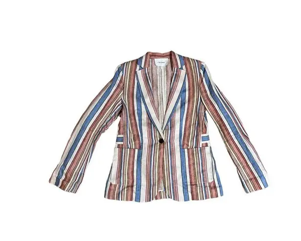 Frame  linen striped blazer size 6