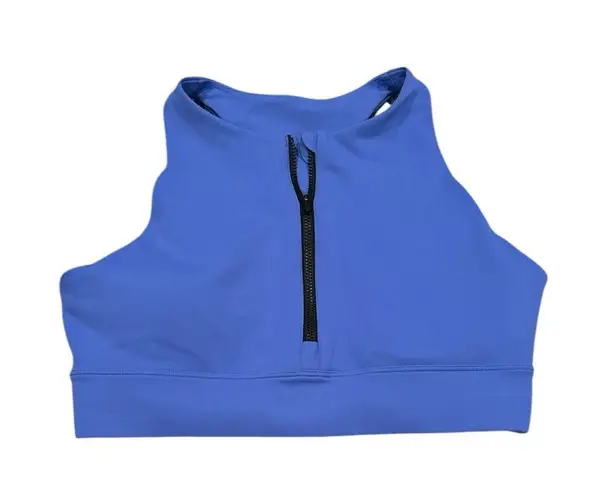 Peloton Women's Workout Top Periwinkle Blue Black Accents zipper front M