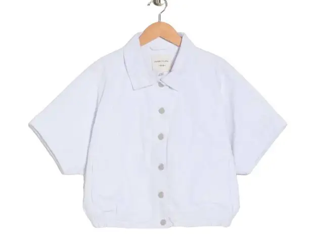 Habitual Oversize White Short Sleeve Crop Denim Jacket Size Medium NWT