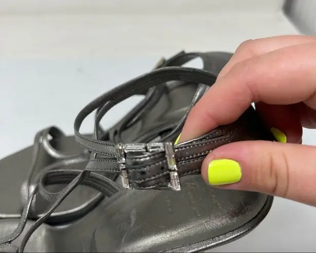 Roger Vivier Metallic Silver strap summer heel sandals size 42 US 11
