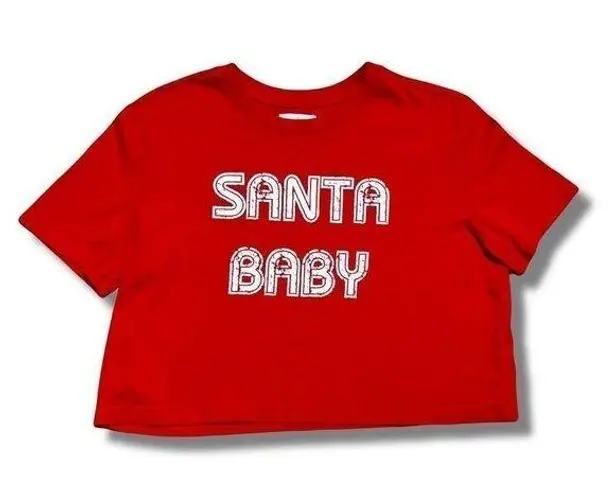 Colsie Santa Baby Crop Tee Size Medium Women’s Red