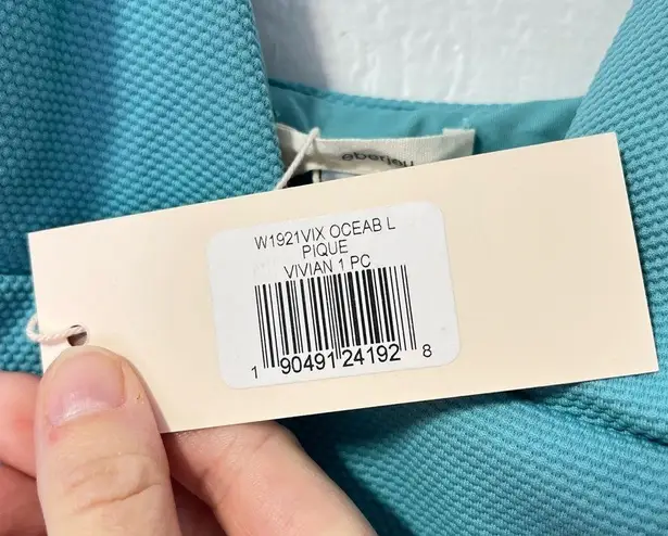 Eberjay NWT Eberjey Vivian textured pique deep V swimsuit ocean blue Large