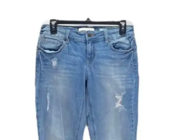 Eunina Sz 27 Blue Denim Jeans Skinny Mid Rise Destructed Adorable