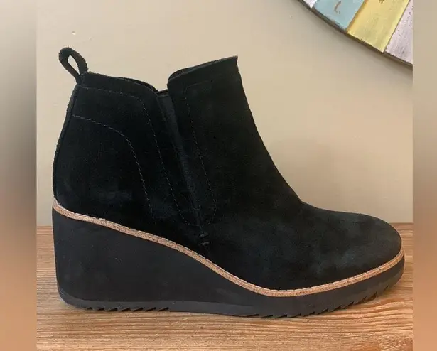 Women's Sofft Emeree Leather Suede Wedge Ankle Boots, SZ 9 Comfort, Chic Black