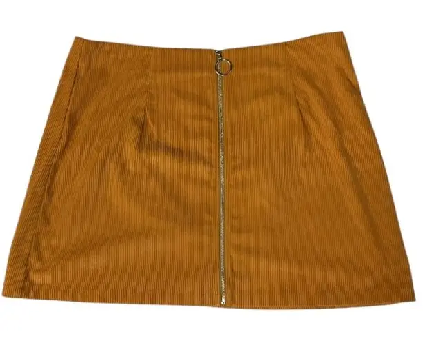 Cider Women's Corduroy Zipper Front Mini Skirt Ginger Plus Size 1XL Retro