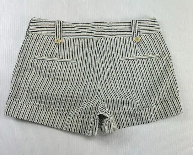 BCBG Maxazria Blue Striped Low Rise Shorts Size 0 Pleated Front Cuffed