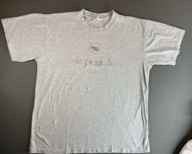 Roma Short Sleeve Tee Shirt Embroidered Stripes crew Neck size Large Gray