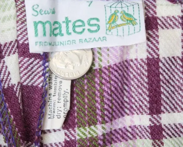 Vintage 70s Sears Purple Plaid Bell Bottom Pants Size 24